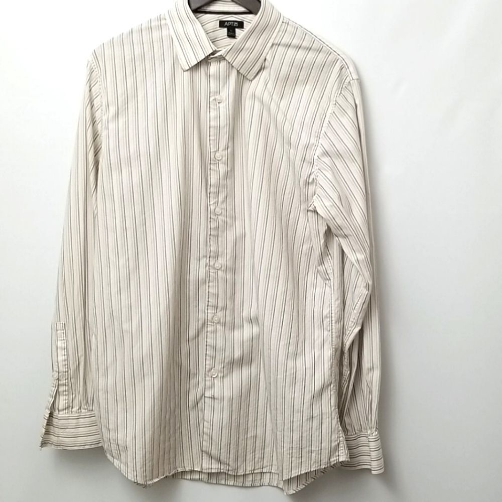 Apt. 9 Shirt Men's Large Striped Long Sleeve Button Up Cotton